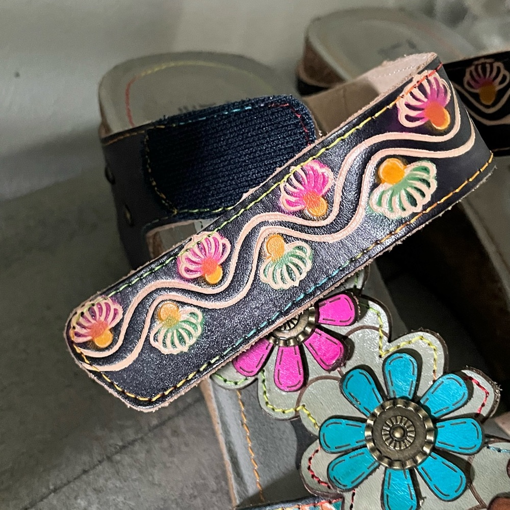 L'ATISTE Pink and Blue Artistic Platform Sandals - Picture 3 of 9